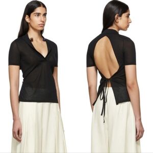 JACQUEMUS BLACK LA MAILLE MARINAIO POLO SHIRT TOP